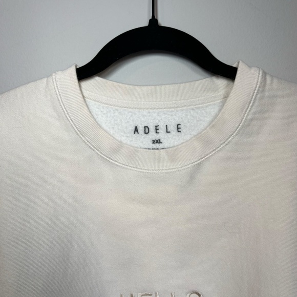 Adele Official Merch Hello Its Me Fleece Sweatshirt Crewneck Bone White Tour XXL - Picture 3 of 15